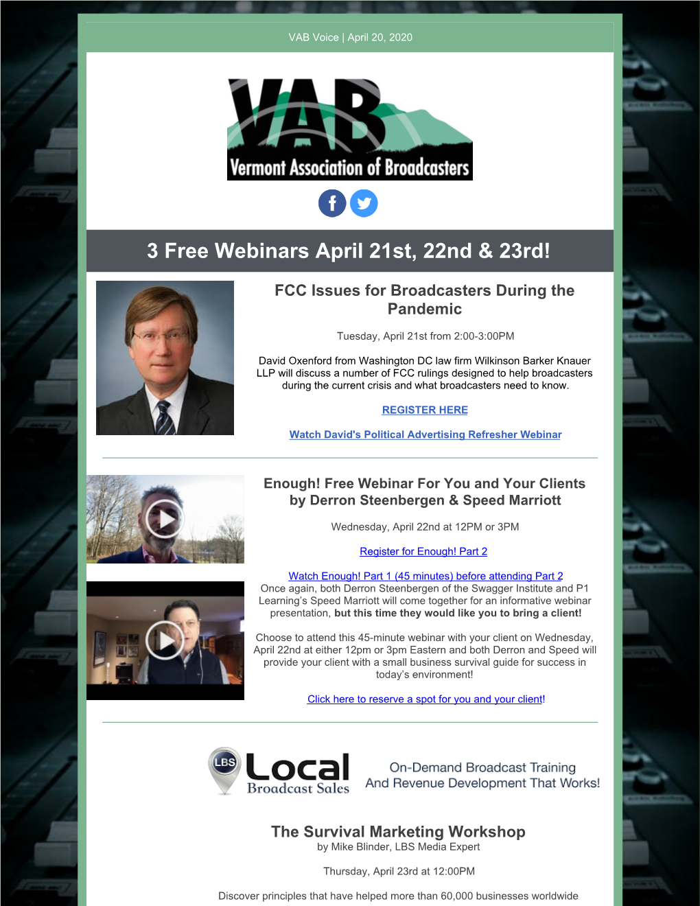 3 Free Webinars April 21St, 22Nd & 23Rd!