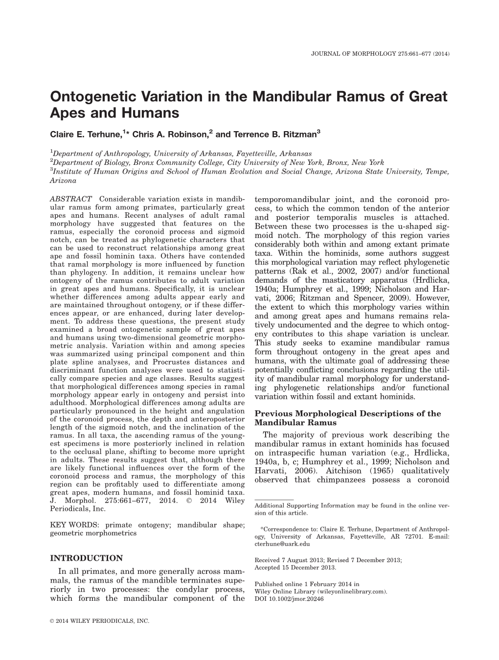 Ontogenetic Variation in the Mandibular Ramus of Great Apes and Humans