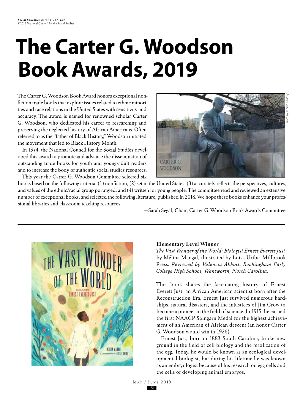 The Carter G. Woodson Book Awards, 2019