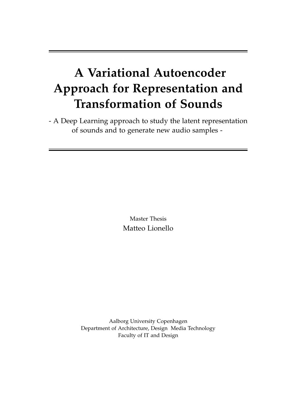 A Variational Autoencoder Approach for Representation And