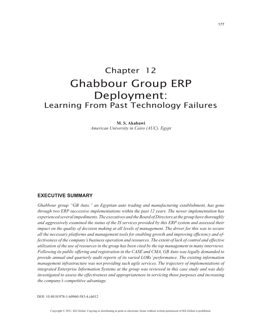 Ghabbour Group ERP Deployment: Learning from Past Technology Failures