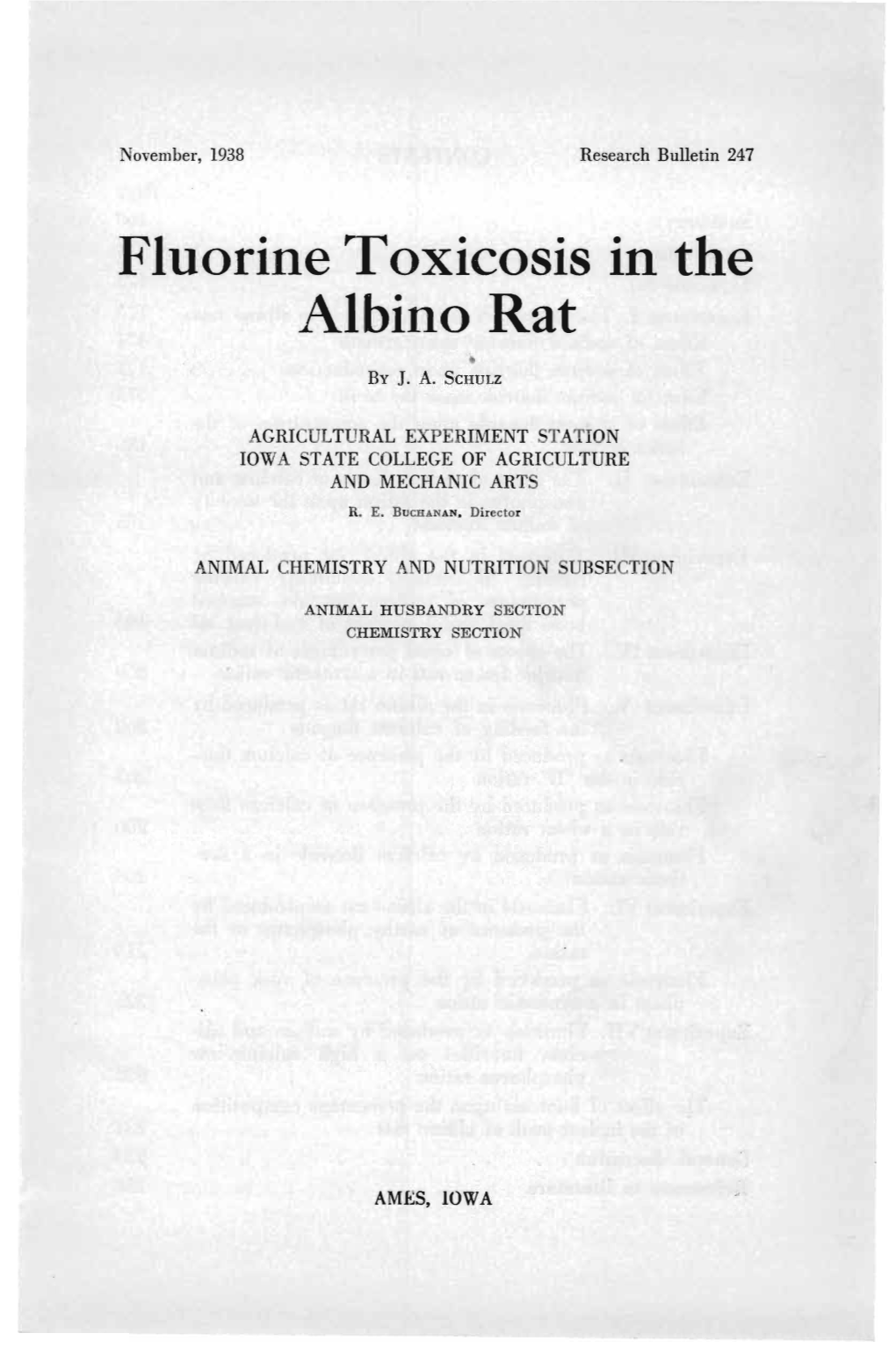 Fluorine Toxicosis in the Albino Rat • by J