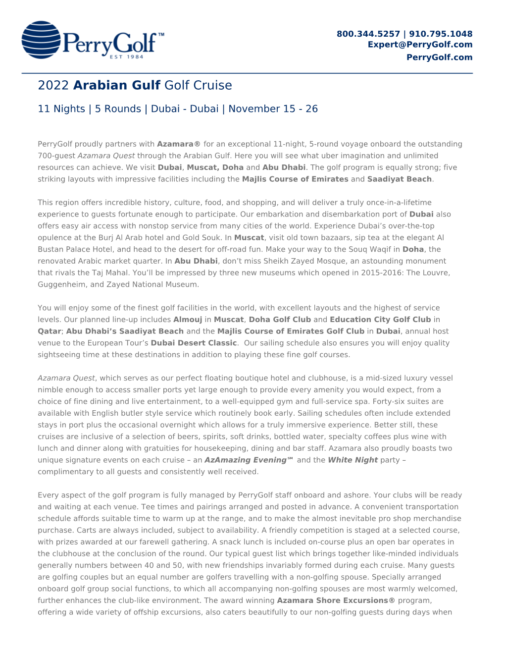 2022 Arabian Gulf Golf Cruise
