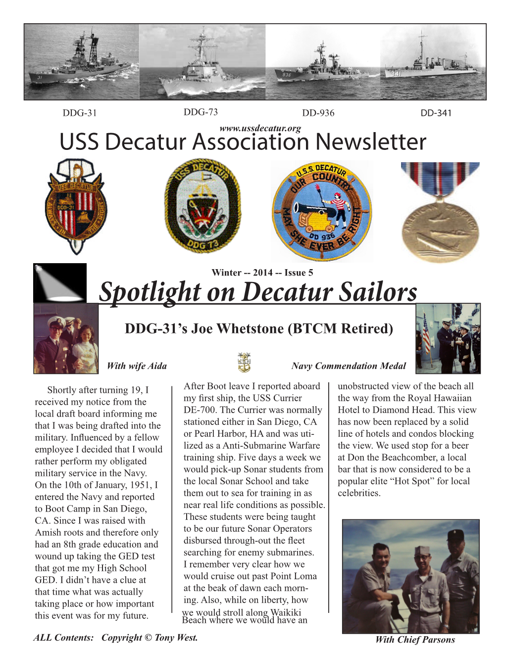 Spotlight on Decatur Sailors DDG-31’S Joe Whetstone (BTCM Retired)