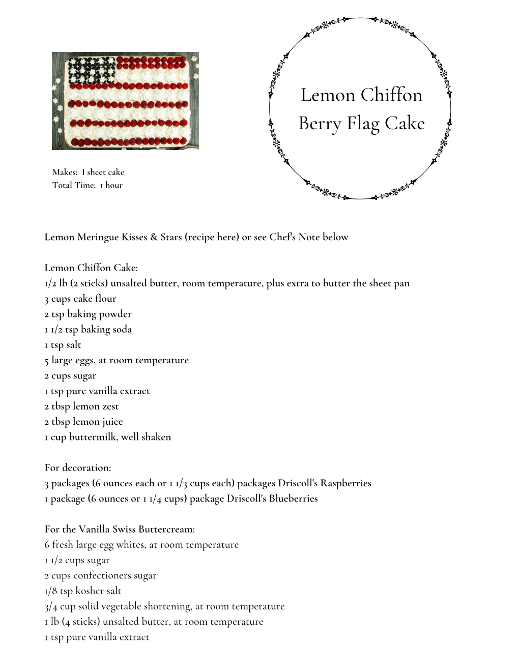 Lemon Chiffon Berry Flag Cake