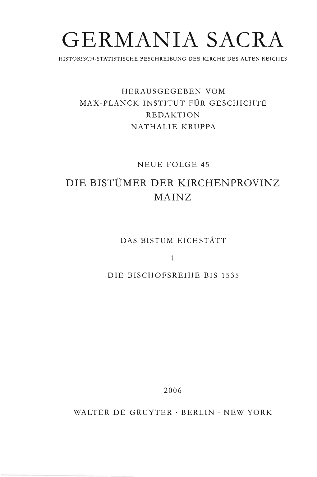 Bischofsreihe Eichstätt Bis 1535