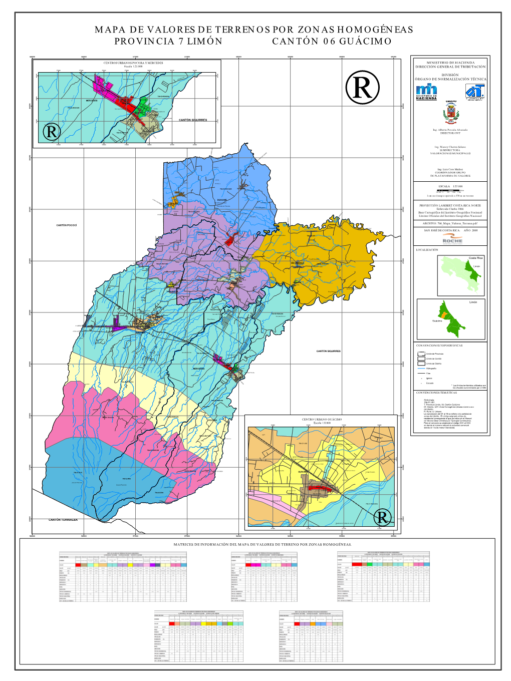 Mapa De Valores De Terrenos Por Zonas Homogéneas Provincia 7 Limón Cantón 06 Guácimo