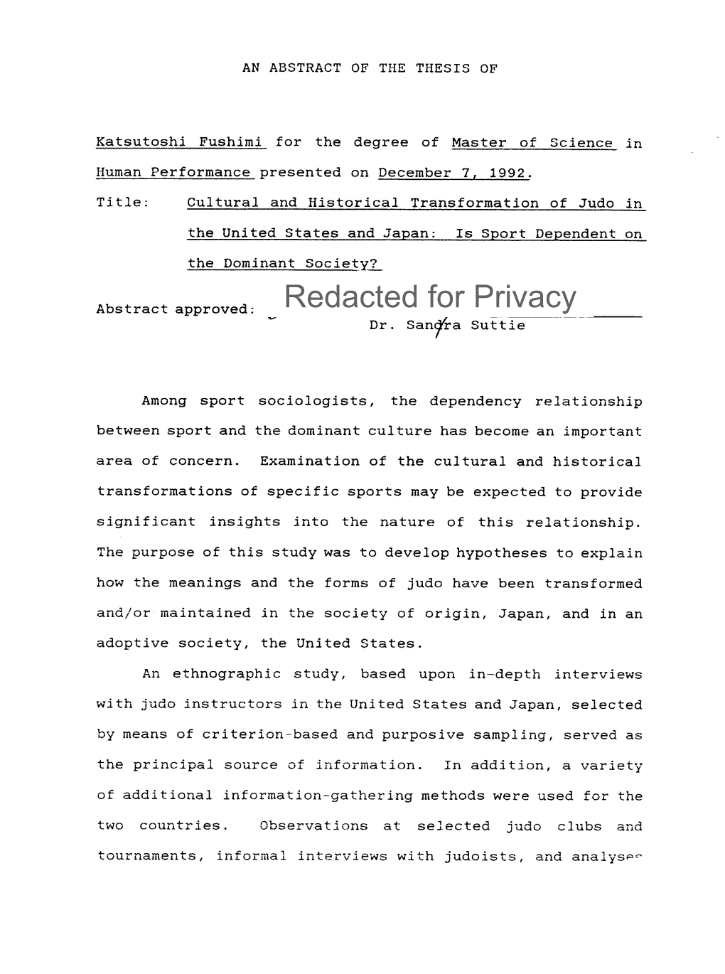 Cultural and Historical Transformation of Judo in the United States and Japan: Is Sport Dependent on the Dominant Culture?