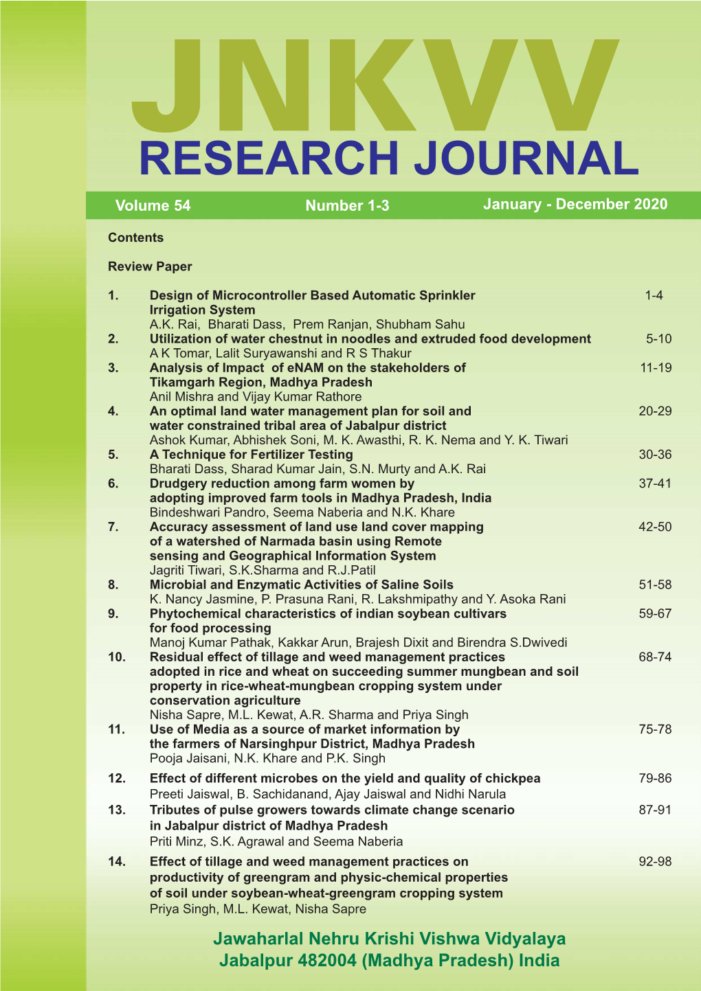Research Journal Editorial Board