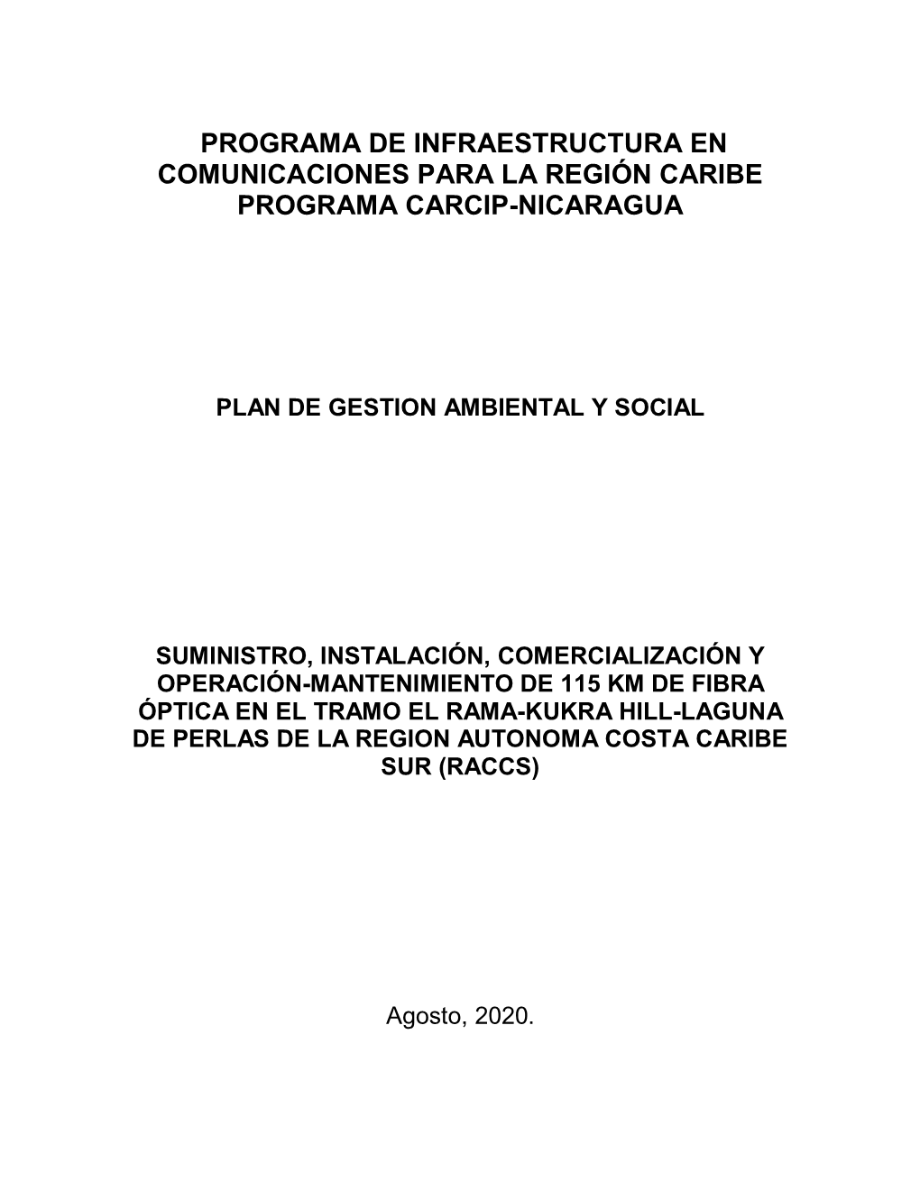 Plan De Gestión Ambiental Y Social Convenio De Colaboración Interinstitucional