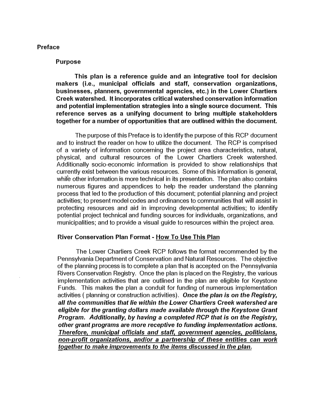 Preface Purpose This Plan Is a Reference Guide and an Integrative Tool for Decision Makers (I.E., Municipal Officials and Staff