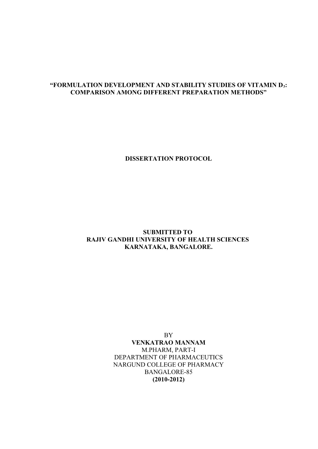 Formulation Development And Stability Studies Of Vitamin D3