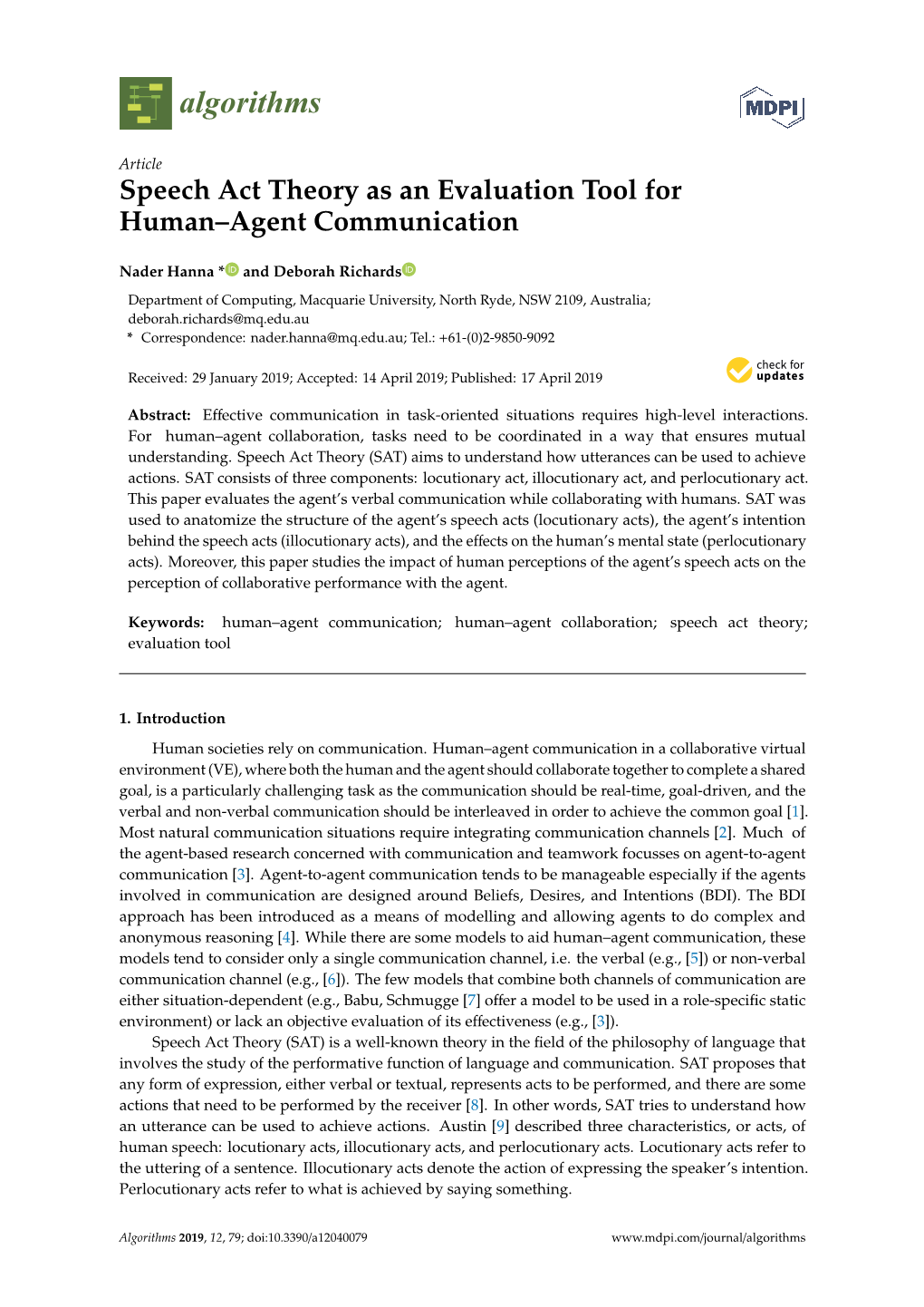 Speech Act Theory As an Evaluation Tool for Human–Agent Communication