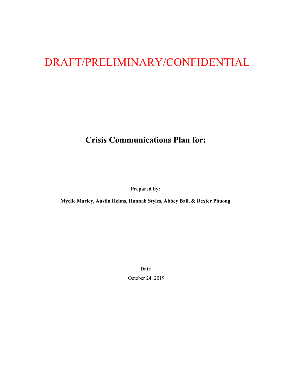 Draft/Preliminary/Confidential