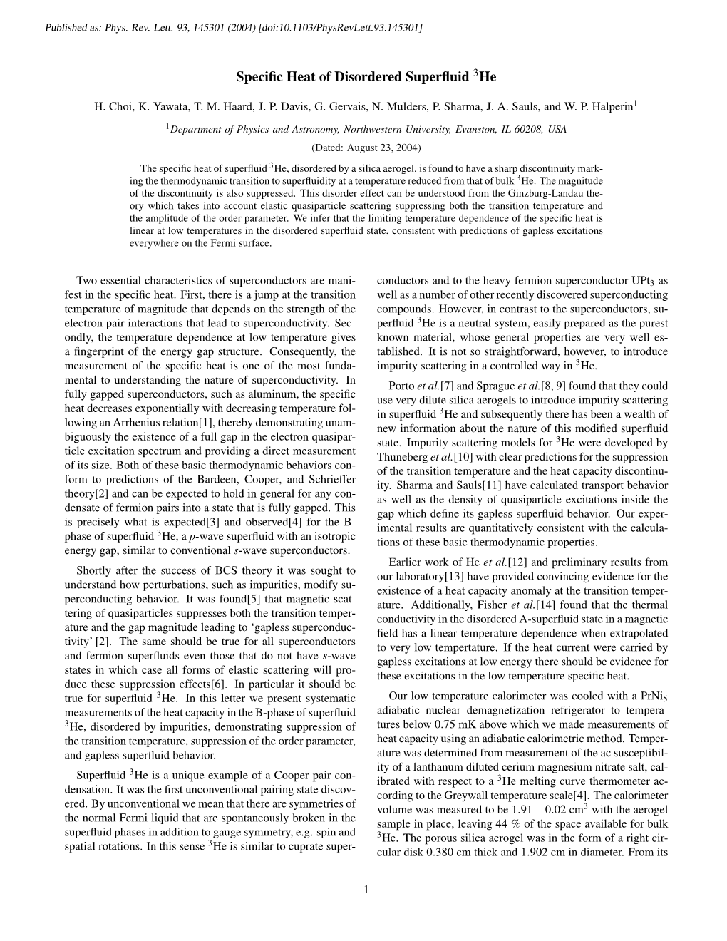 Specific Heat of Disordered Superfluid