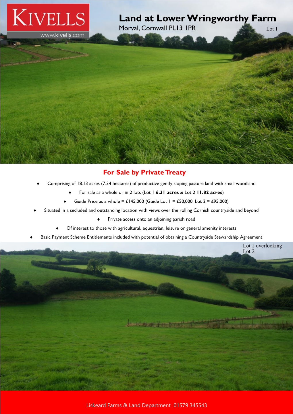 Land at Lower Wringworthy Farm Morval, Cornwall PL13 1PR Lot 1