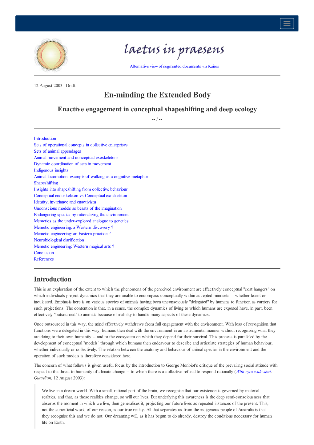 En-Minding the Extended Body: Enactive Engagement in Conceptual