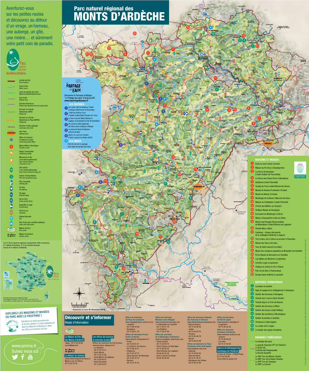 Carte Du Parc Naturel Régional Des Monts D'ardèche