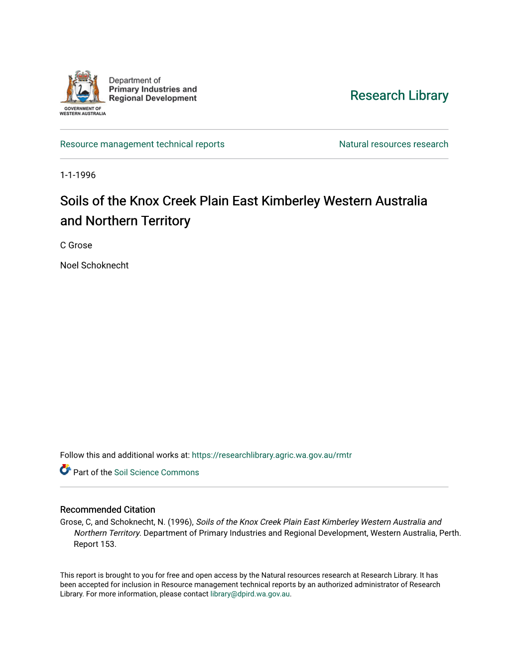 Soils of the Knox Creek Plain East Kimberley Western Australia and Northern Territory