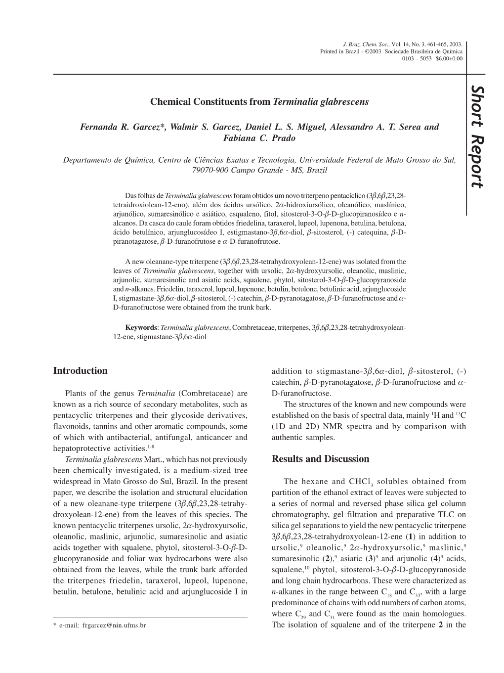 Chemical Constituents from Terminalia Glabrescens