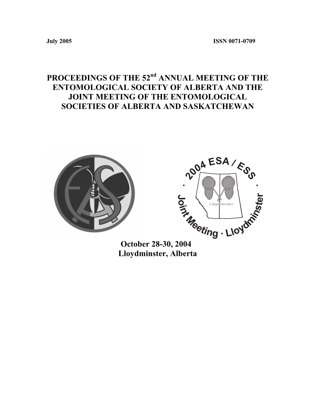 Proceedings of the Entomological Society of Alberta 2004