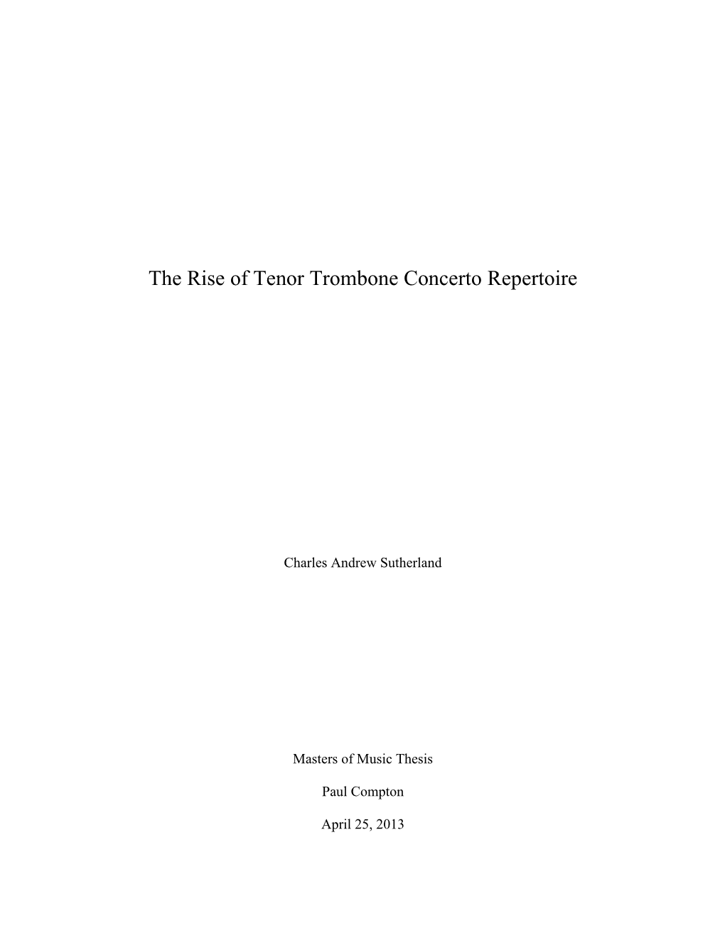 The Rise of Tenor Trombone Concerto Repertoire