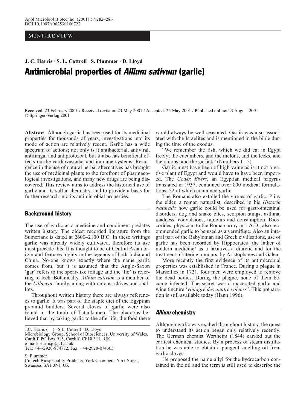 Antimicrobial Properties of Allium Sativum (Garlic)