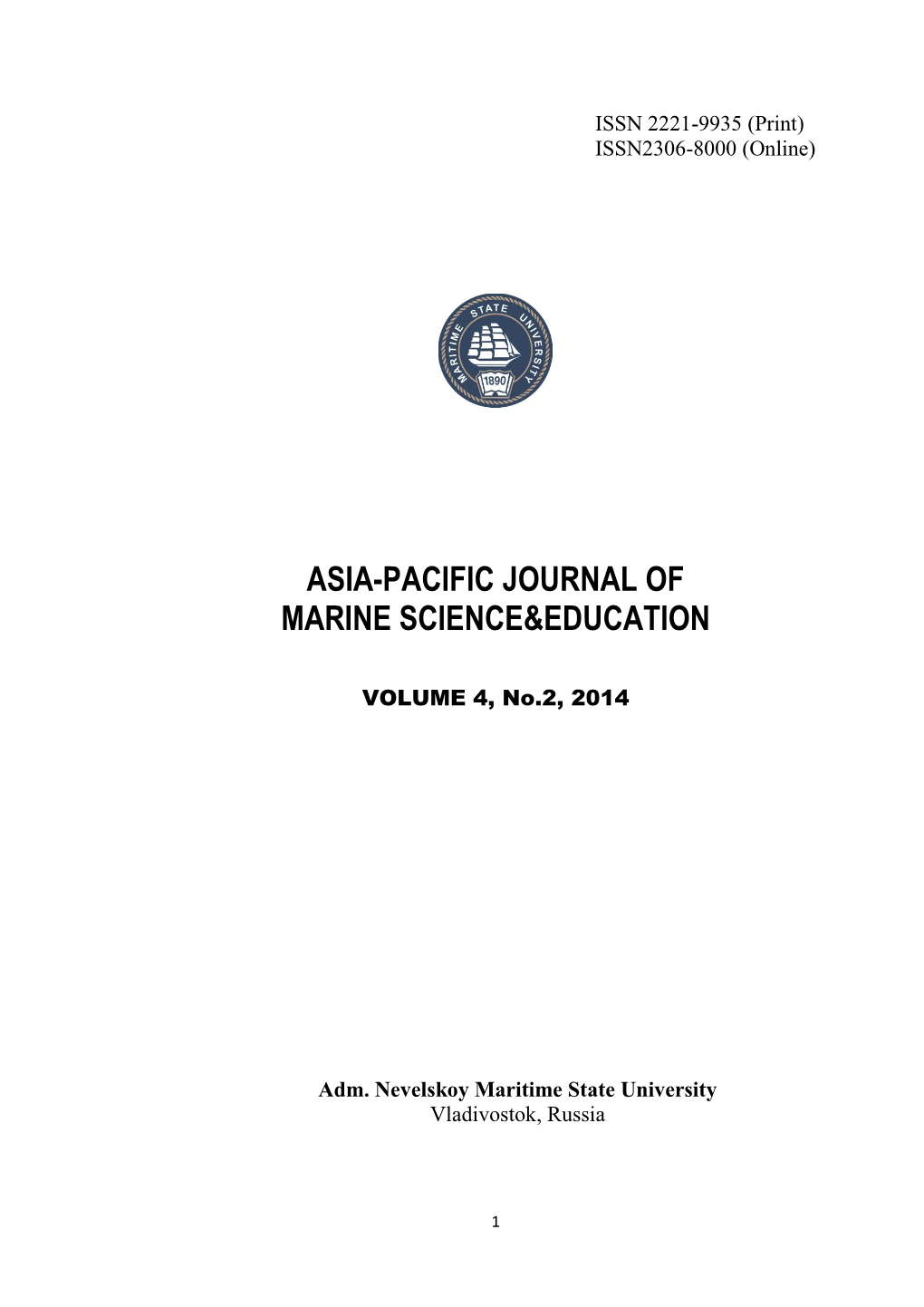 Asia-Pacific Journal of Marine Science&Education