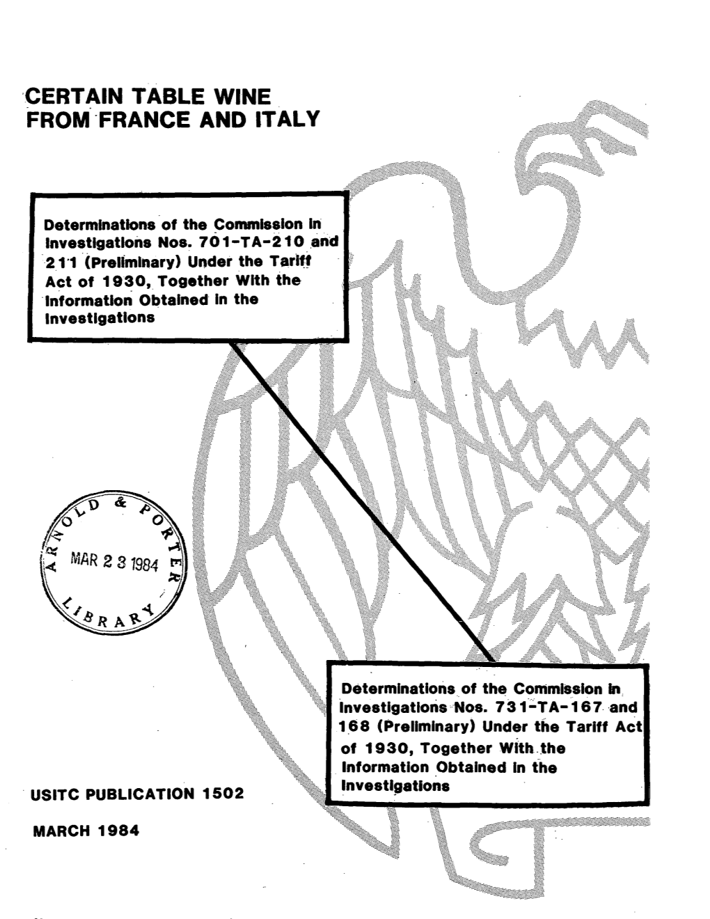 Certain Table Wine from France and Italy