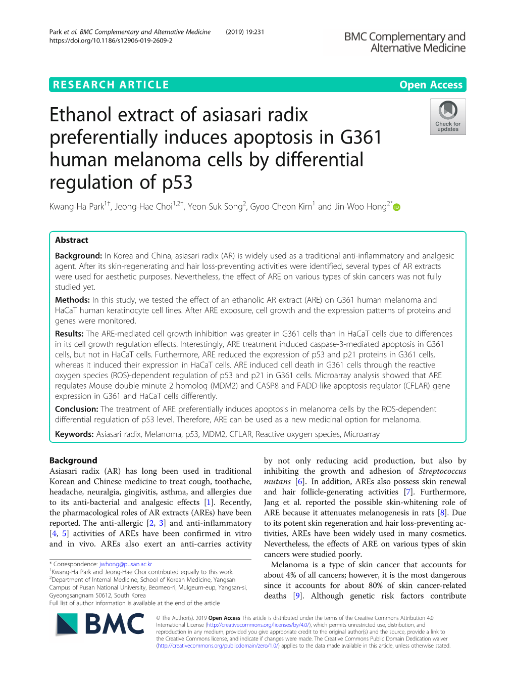 Ethanol Extract of Asiasari Radix Preferentially Induces Apoptosis In