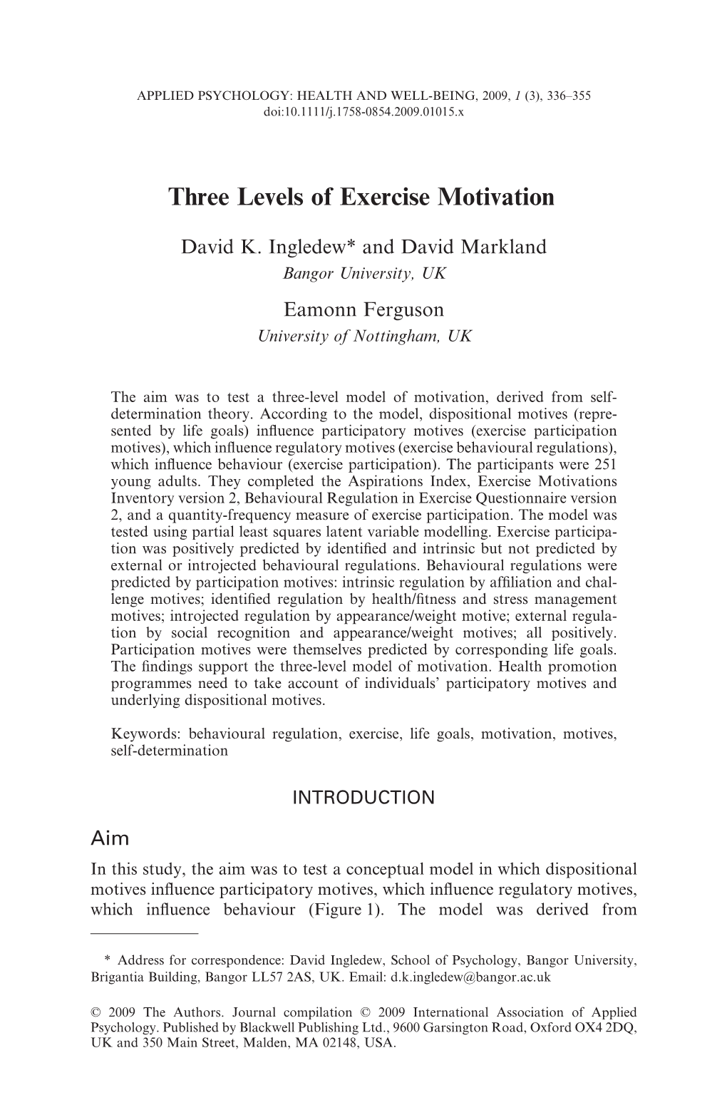 Three Levels of Exercise Motivationaphw 1015 336..355
