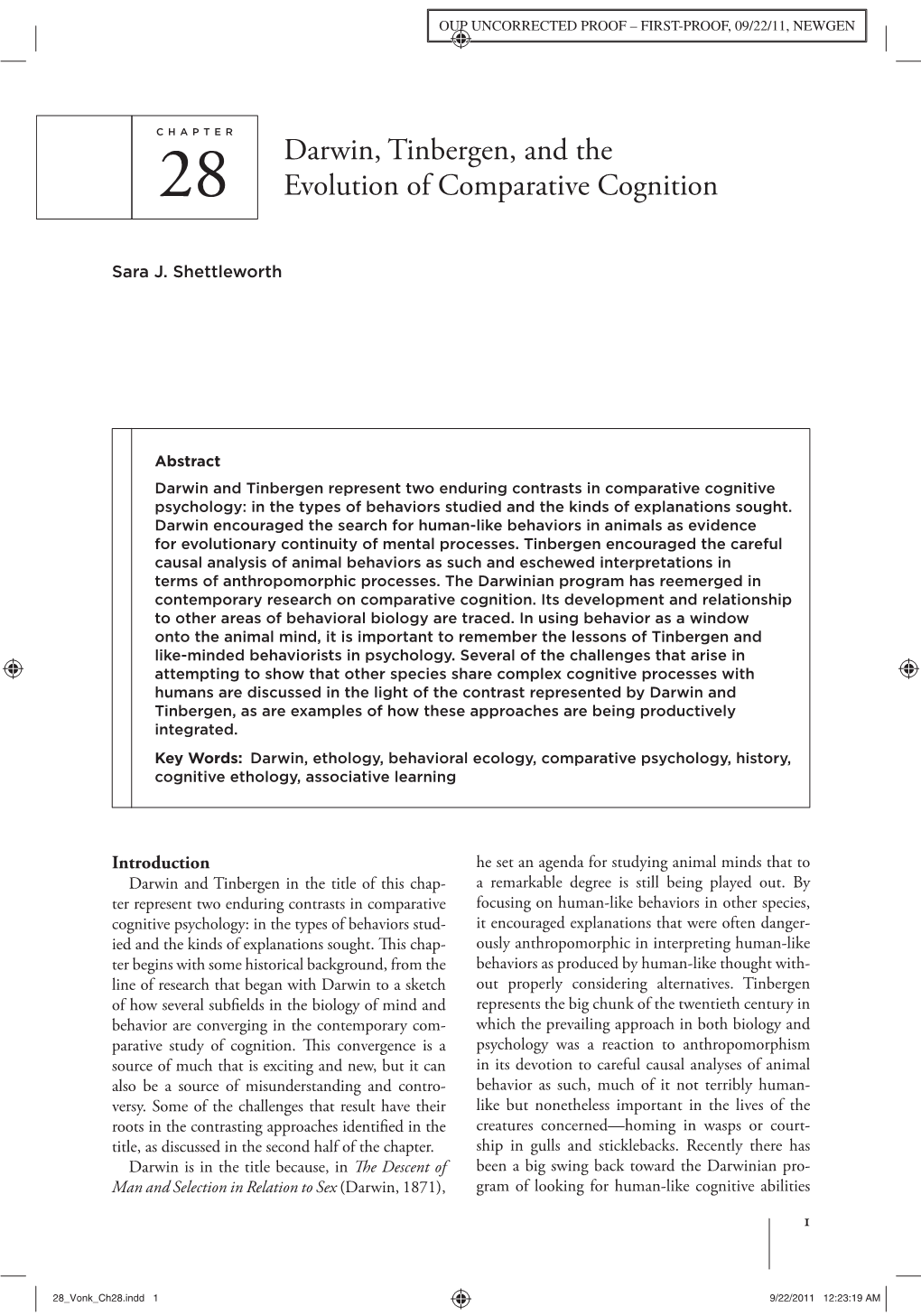 Darwin, Tinbergen, and the Evolution of Comparative Cognition