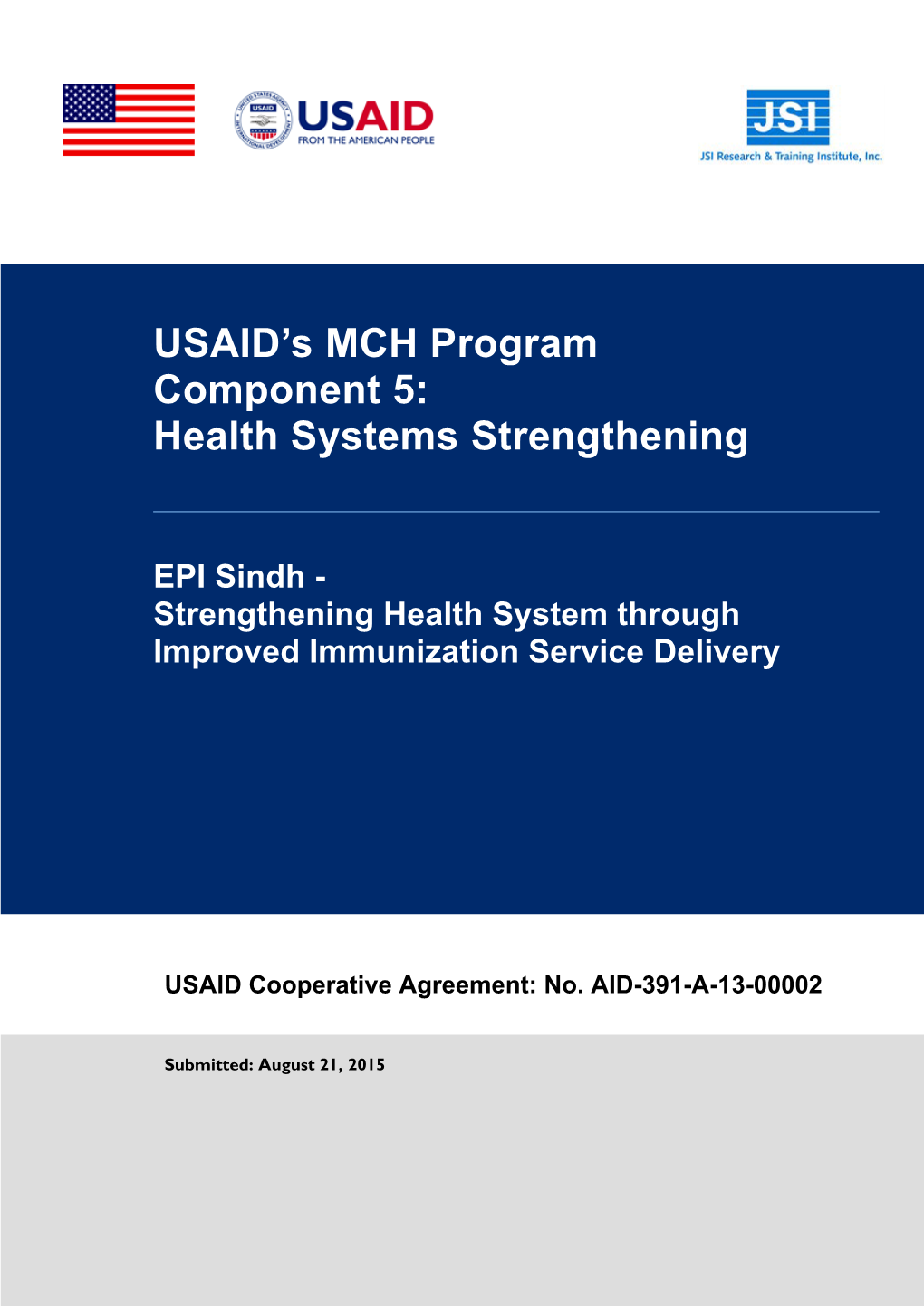 USAID's MCH Program Component 5: Health Systems Strengthening