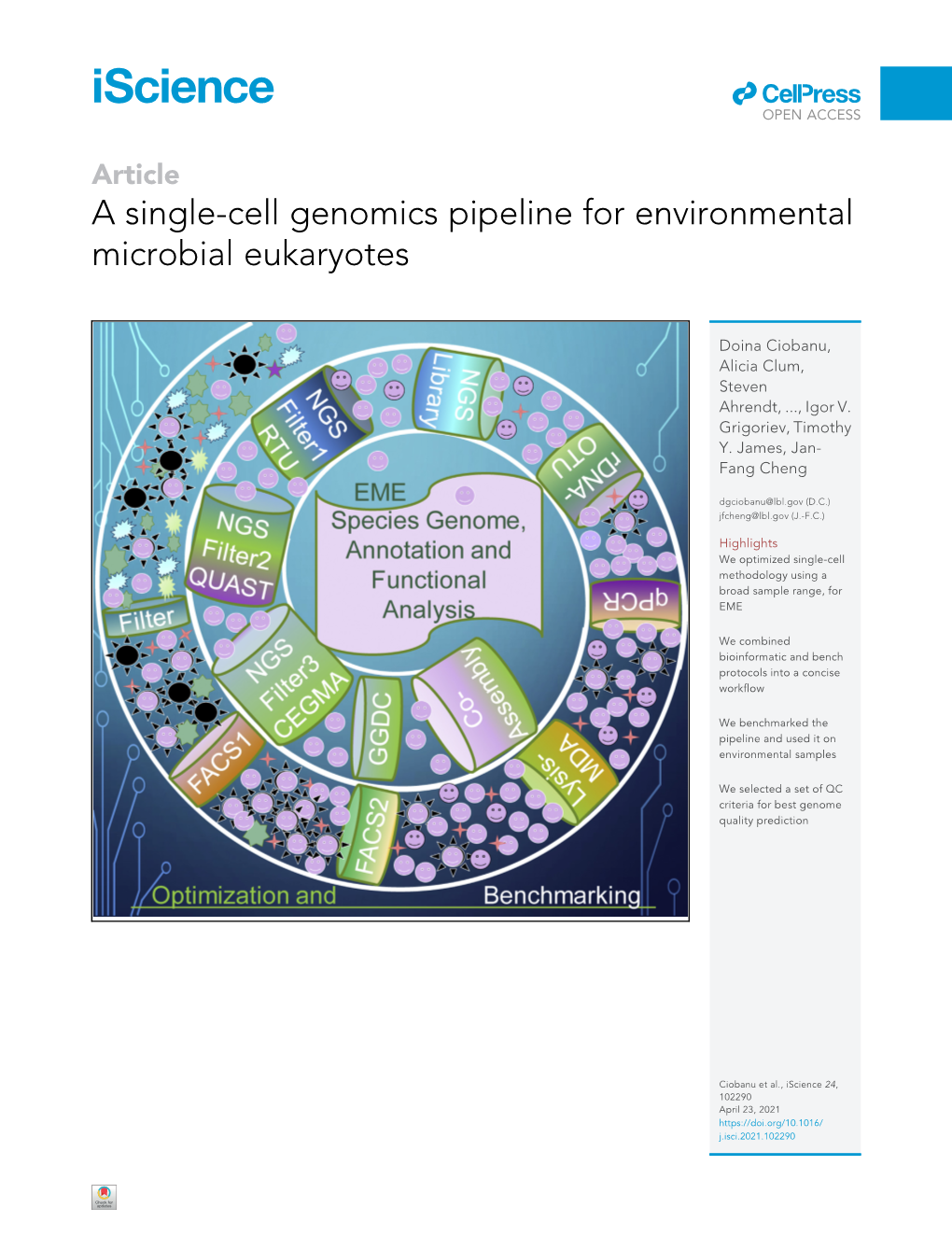 A Single-Cell Genomics Pipeline for Environmental Microbial Eukaryotes