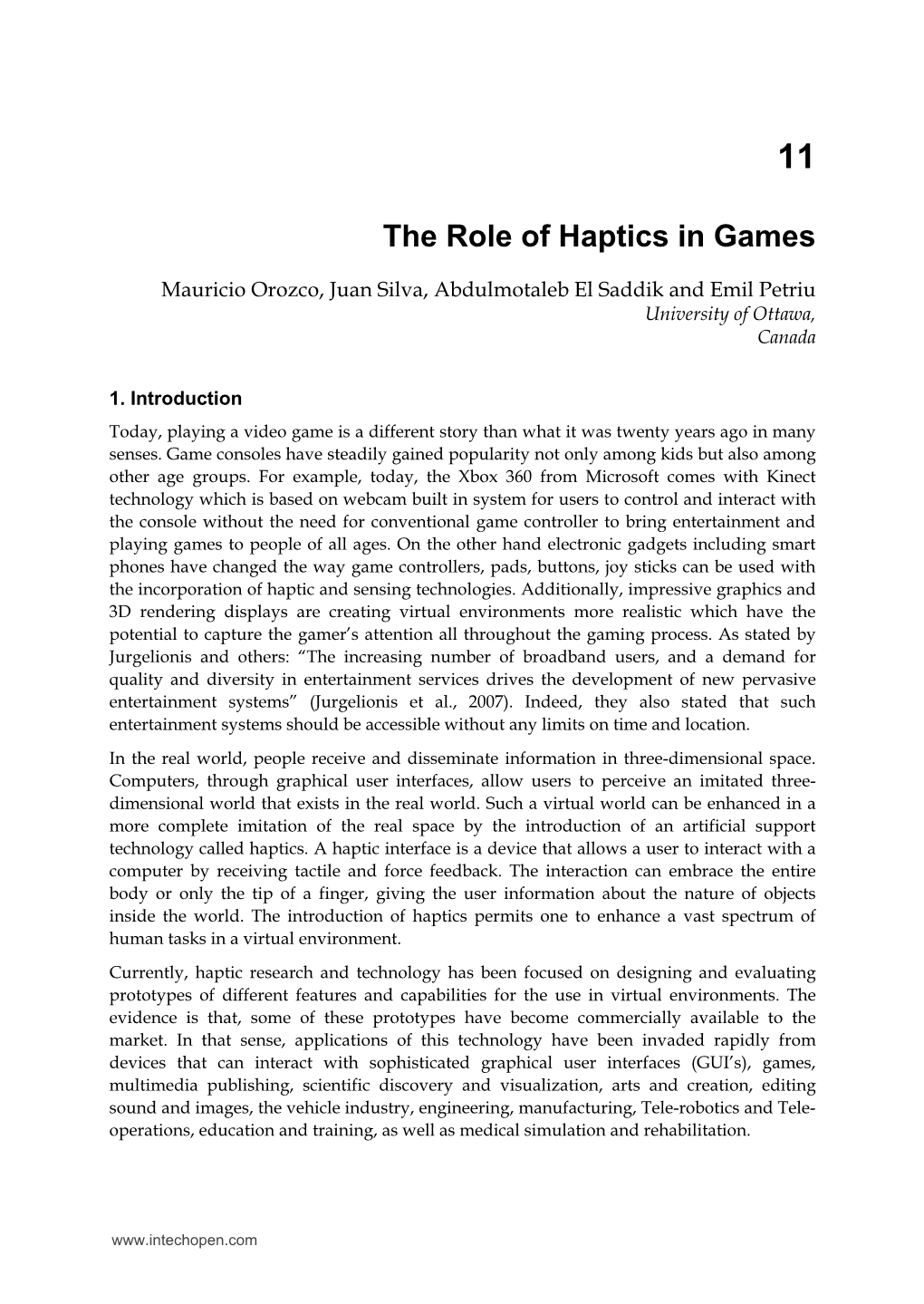 The Role of Haptics in Games