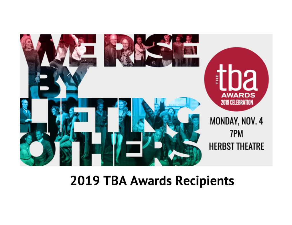 2019 TBA Awards Recipients 2019 LEGACY AWARDS
