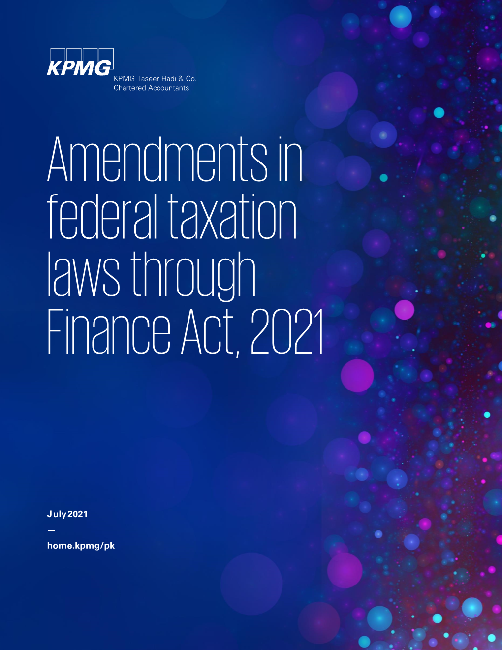 Amendments in Federal Taxation Laws Through Finance Act, 2021