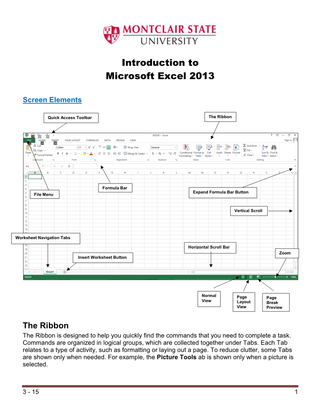 Introduction to Microsoft Excel 2013