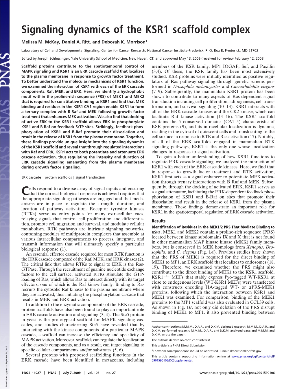 Signaling Dynamics of the KSR1 Scaffold Complex