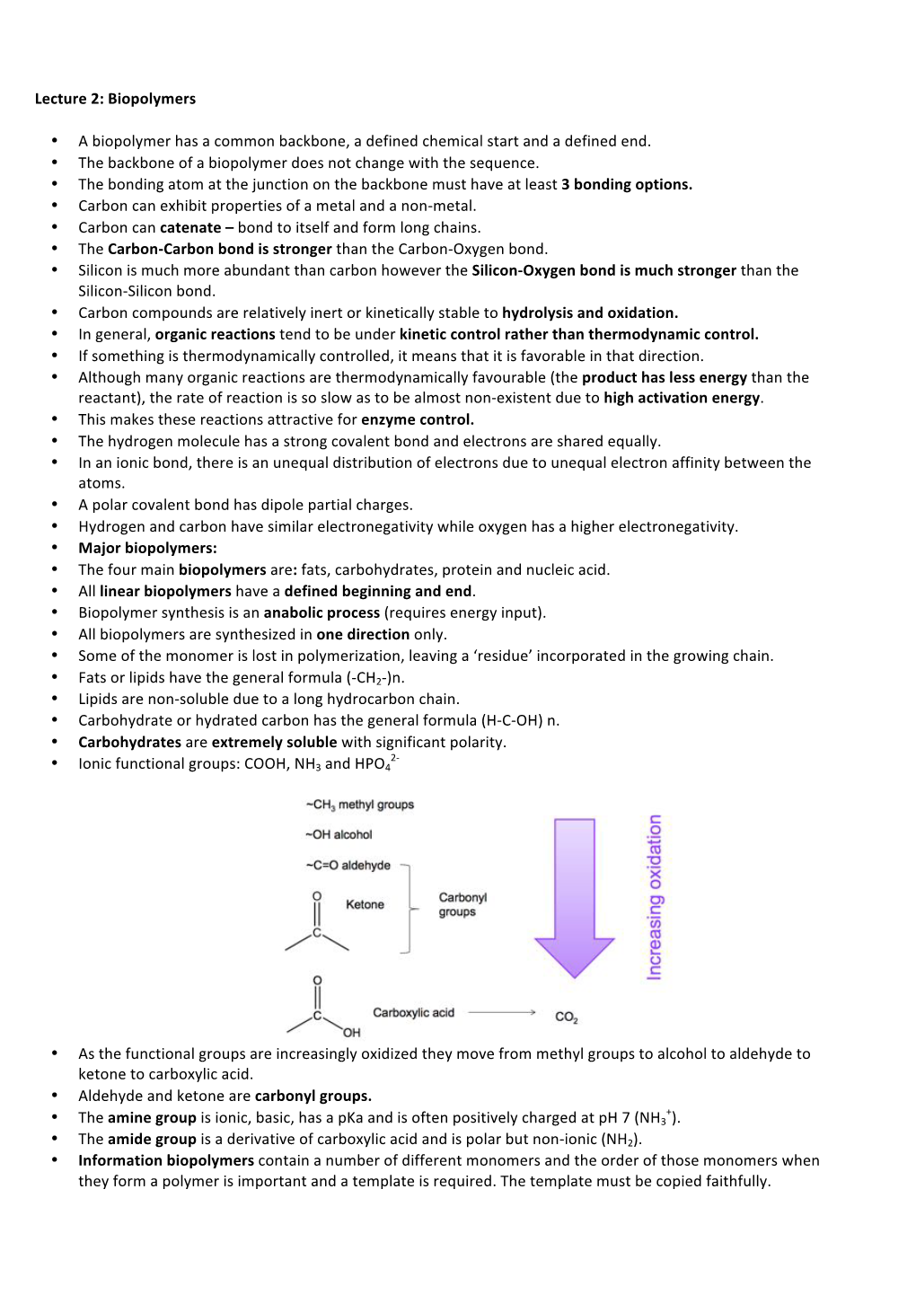 Lecture 2: Biopolymers • a Biopolymer Has a Common Backbone, A