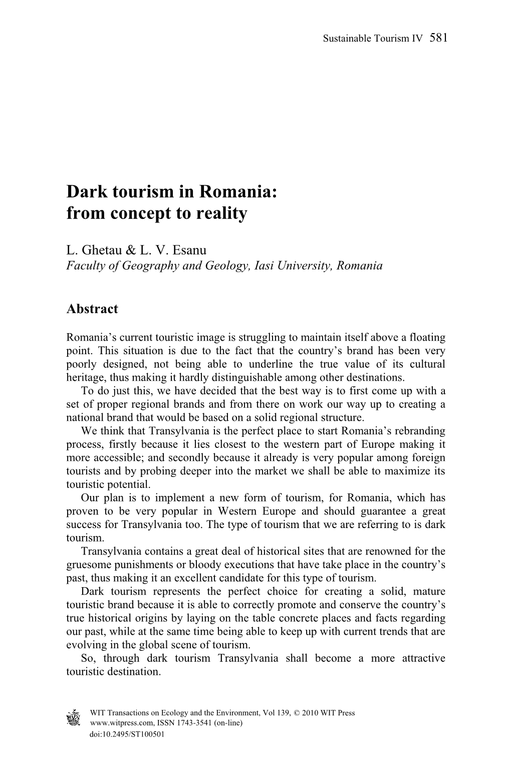 Dark Tourism in Romania: from Concept to Reality