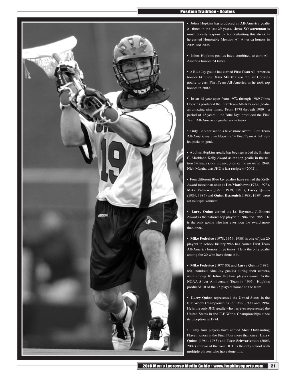 2010 Men's Lacrosse Media Guide • 21