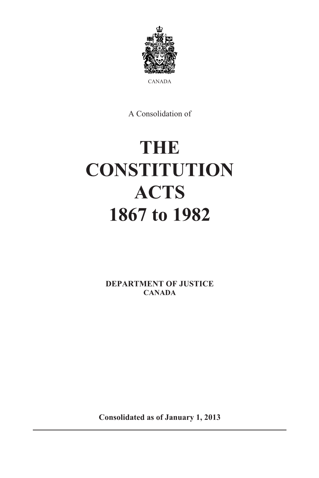 Constitution Act, 1982, As Amended Since Its Enactment