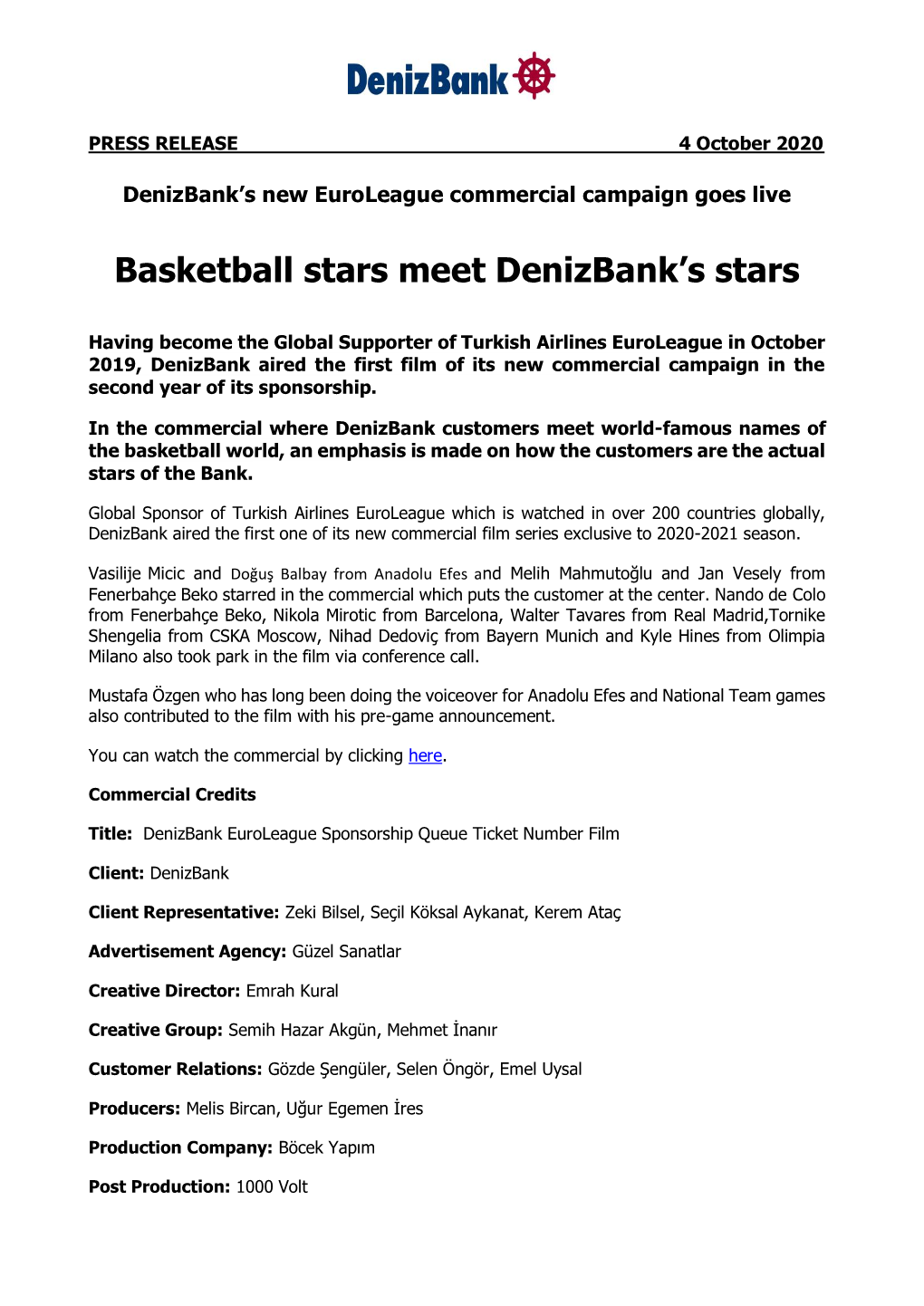 Basketball Stars Meet Denizbank's Stars