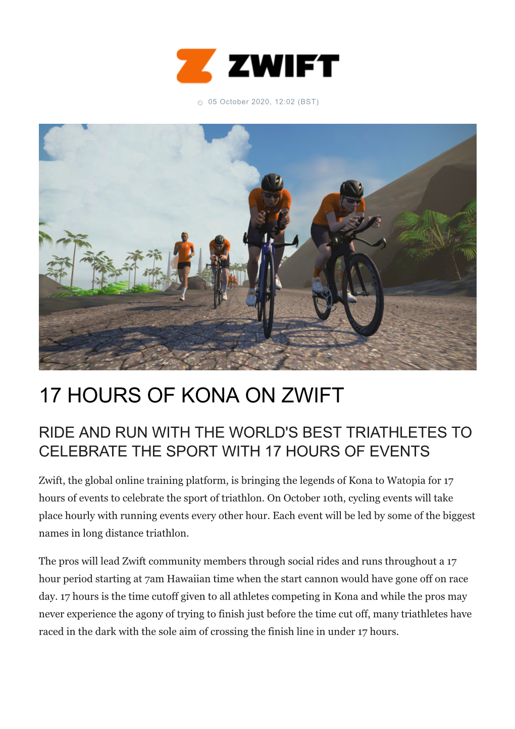 17 Hours of Kona on Zwift