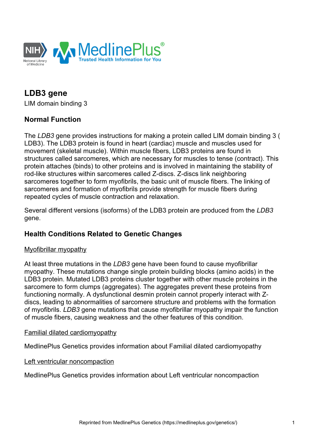 LDB3 Gene LIM Domain Binding 3