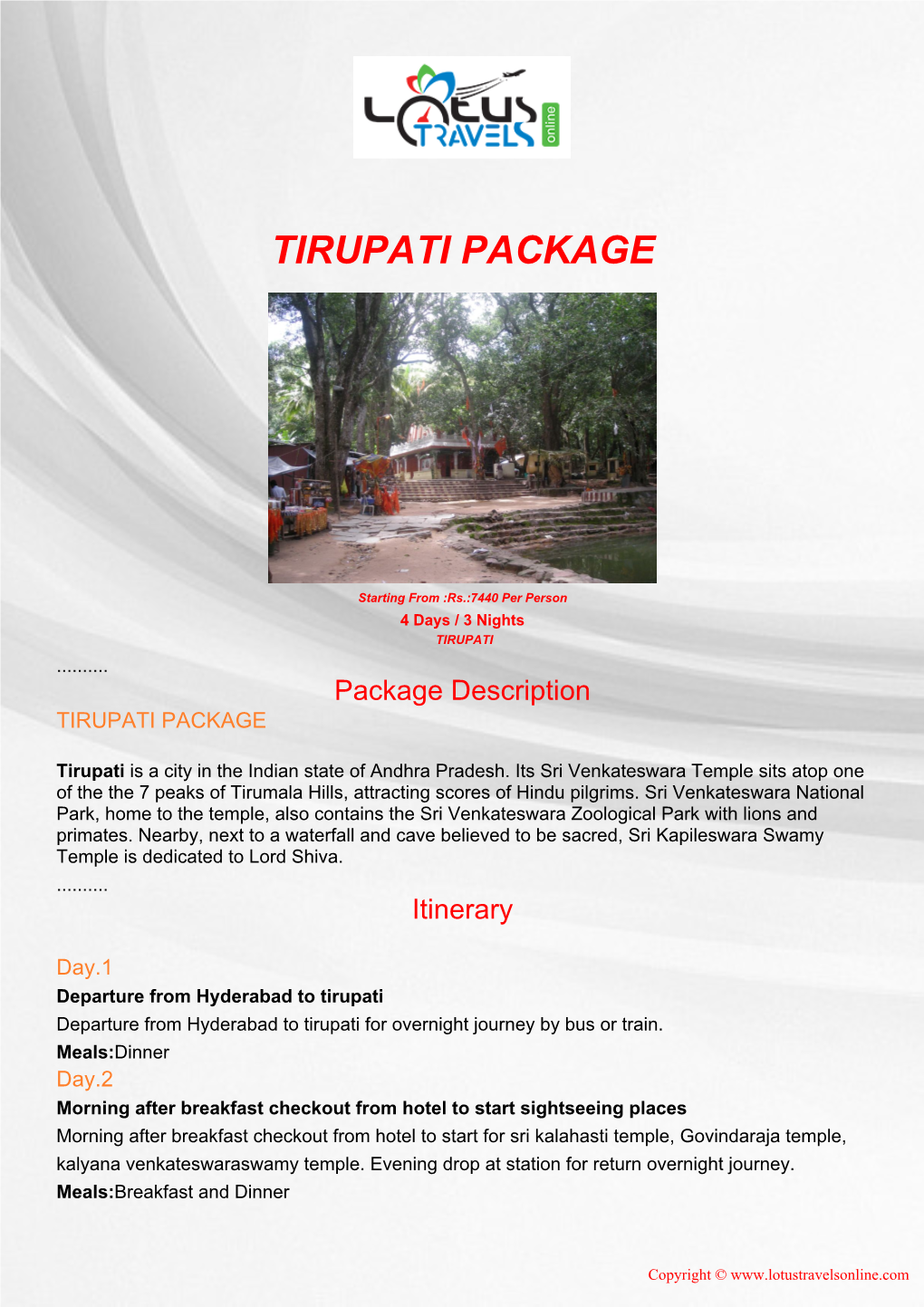 Tirupati Package