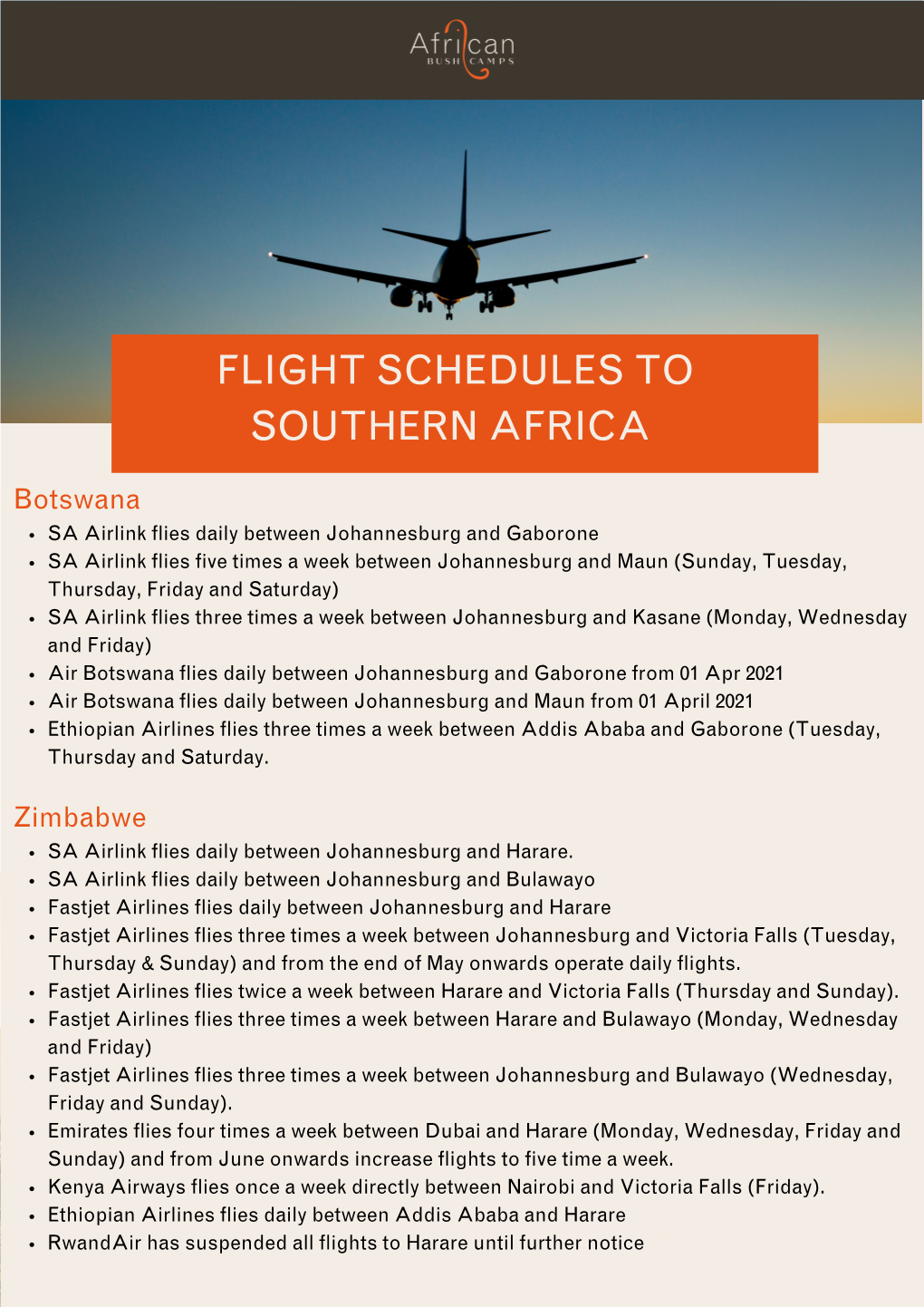 Flight Schedules Update 13Apr21