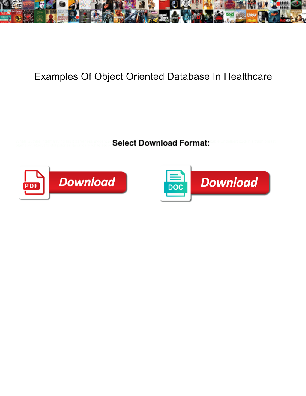 Examples of Object Oriented Database in Healthcare