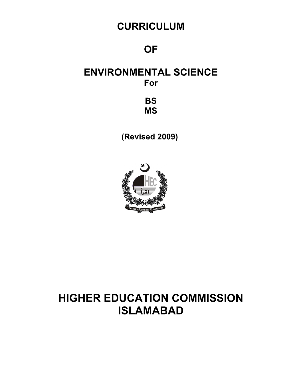 Programmes In Environmental Sciences